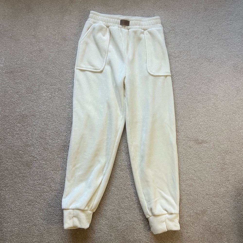 Off White Ribbed Sweatpants
